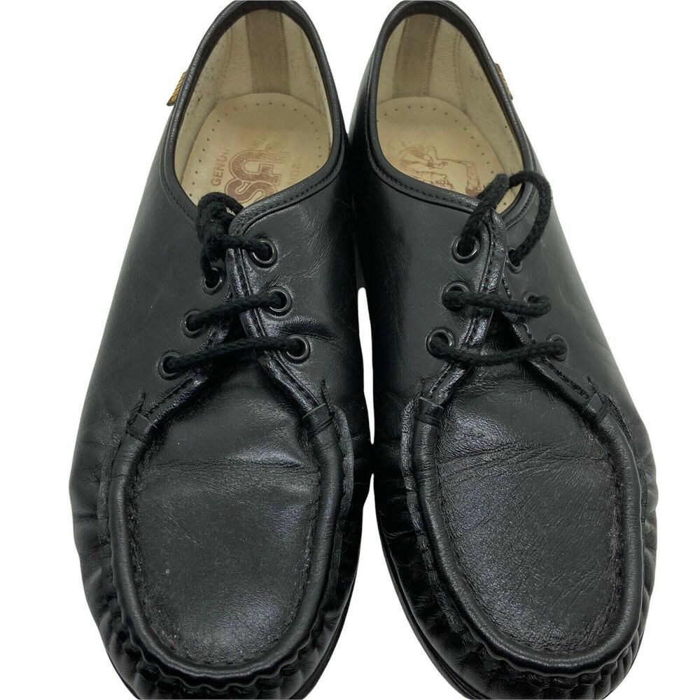 SAS Loafer Shoes Vintage Womens Siesta 0038-020 Black Lace Up Casual Size 7 W